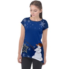 Snowman Cap Sleeve High Low Top