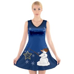 Snowman V-neck Sleeveless Dress