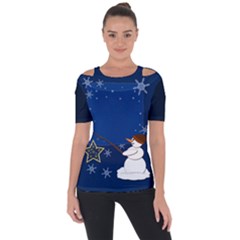 Snowman Shoulder Cut Out Short Sleeve Top