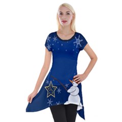 Snowman Short Sleeve Side Drop Tunic