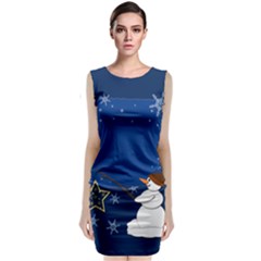 Snowman Sleeveless Velvet Midi Dress