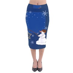 Snowman Velvet Midi Pencil Skirt by 2607694c