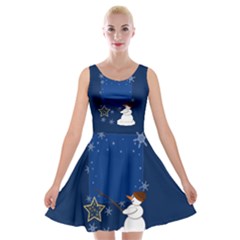 Snowman Velvet Skater Dress