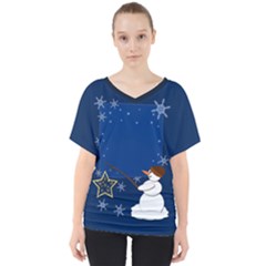 Snowman V-neck Dolman Drape Top