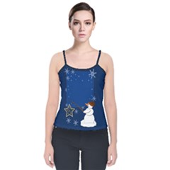 Snowman Velvet Spaghetti Strap Top