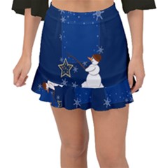 Snowman Fishtail Mini Chiffon Skirt