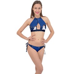 Snowman Cross Front Halter Bikini Set