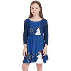 Snowman Kids  Quarter Sleeve Skater Dress