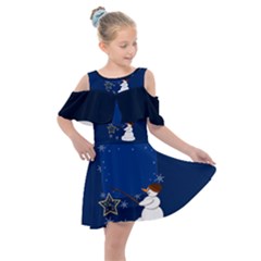 Snowman Kids  Shoulder Cutout Chiffon Dress