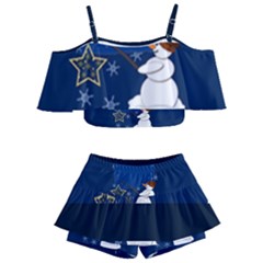 Snowman Kids  Off Shoulder Skirt Bikini