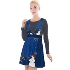 Snowman Plunge Pinafore Velour Dress