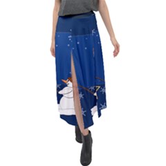 Snowman Velour Split Maxi Skirt