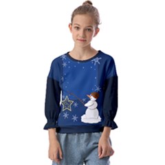 Snowman Kids  Cuff Sleeve Top