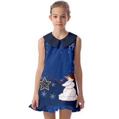 Snowman Kids  Pilgrim Collar Ruffle Hem Dress