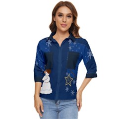 Snowman Women s Quarter Sleeve Pocket Shirt