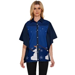 Snowman Women s Batwing Button Up Shirt