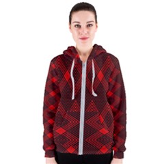 Muster Rot Schwarz Women s Zipper Hoodie