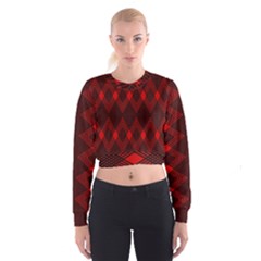 Muster Rot Schwarz Cropped Sweatshirt