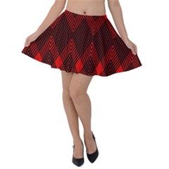 Muster Rot Schwarz Velvet Skater Skirt