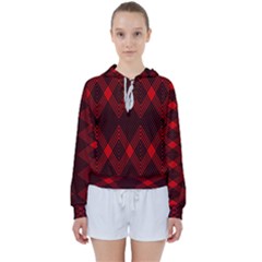 Muster Rot Schwarz Women s Tie Up Sweat