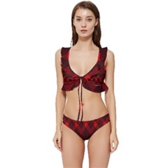 Muster Rot Schwarz Low Cut Ruffle Edge Bikini Set by 2607694c