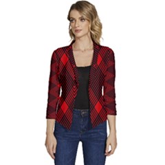 Muster Rot Schwarz Women s Casual 3/4 Sleeve Spring Jacket by 2607694c