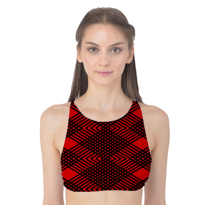 pattern black red Tank Bikini Top