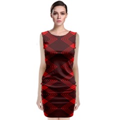 Pattern Black Red Sleeveless Velvet Midi Dress