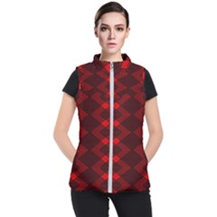 Pattern Black Red Women s Puffer Vest