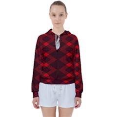 Pattern Black Red Women s Tie Up Sweat