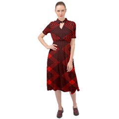 Pattern Black Red Keyhole Neckline Chiffon Dress by 2607694c