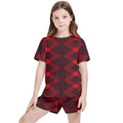 Pattern Black Red Kids  T-shirt And Sports Shorts Set by 2607694c