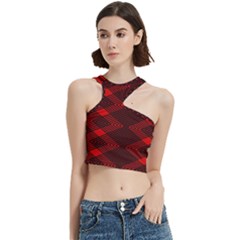 Pattern Black Red Cut Out Top