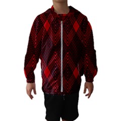 Pattern Red Black, Kids  Hooded Windbreaker