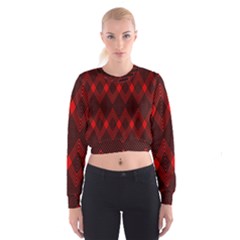 Pattern Red Black, Cropped Sweatshirt