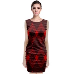 Pattern Red Black, Sleeveless Velvet Midi Dress