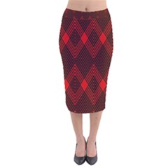 Pattern Red Black, Velvet Midi Pencil Skirt by 2607694c