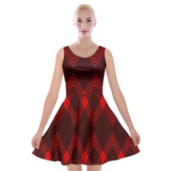 Pattern Red Black, Velvet Skater Dress