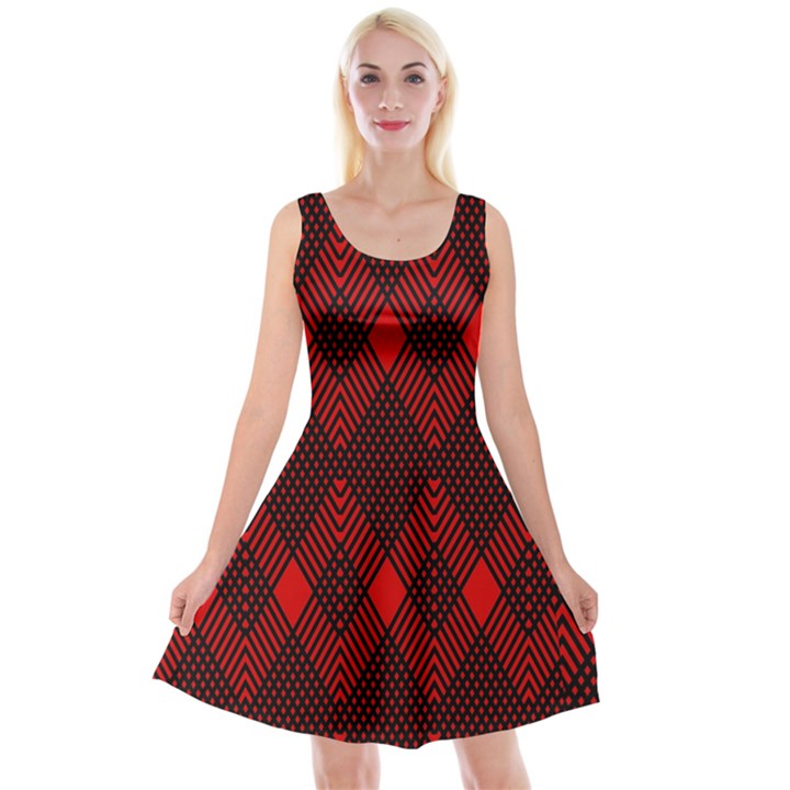 pattern red black, Reversible Velvet Sleeveless Dress