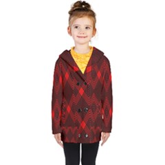 Pattern Red Black, Kids  Double Breasted Button Coat by 2607694c