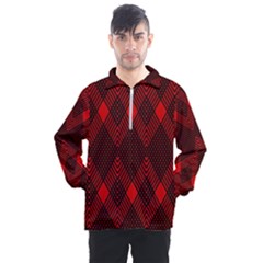 Pattern Red Black, Men s Half Zip Pullover