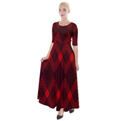 Pattern Red Black, Half Sleeves Maxi Dress by 2607694c