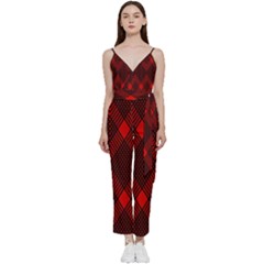 Pattern Red Black, V-neck Camisole Jumpsuit by 2607694c