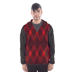 Pattern, Red, Black,  Men s Hooded Windbreaker