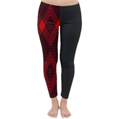 Pattern, Red, Black,  Classic Winter Leggings by 2607694c