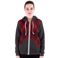 Pattern, Red, Black,  Women s Zipper Hoodie