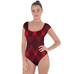 Pattern, Red, Black,  Short Sleeve Leotard  by 2607694c