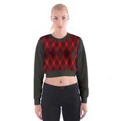 Pattern, Red, Black,  Cropped Sweatshirt