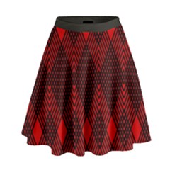 Pattern, Red, Black,  High Waist Skirt by 2607694c