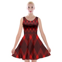 Pattern, Red, Black,  Velvet Skater Dress